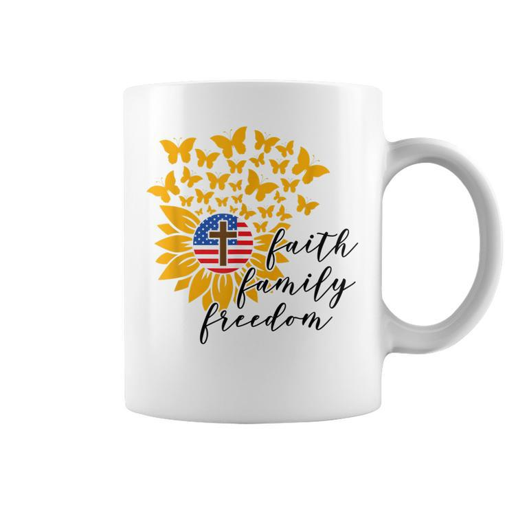 Faith Family Freedom Christian Patriot Sunflower 4Th Of July  Coffee Mug