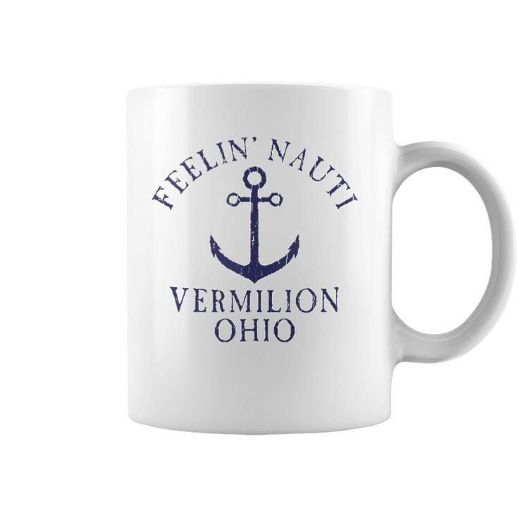 Feelin Nauti Vermilion Ohio Lake Erie Nautical Distressed  Coffee Mug