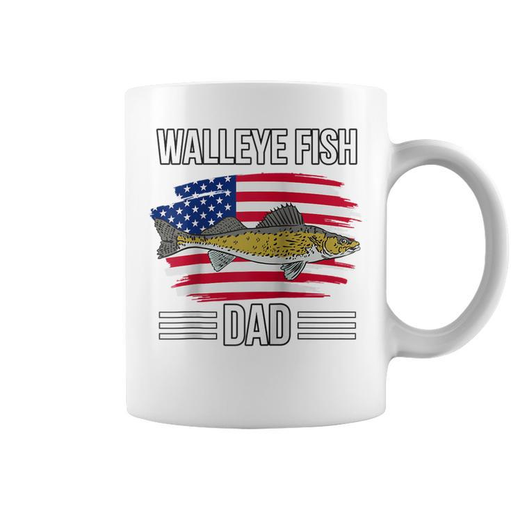 Fish Us Flag 4Th Of July Fathers Day Walleye Fish Dad  Coffee Mug