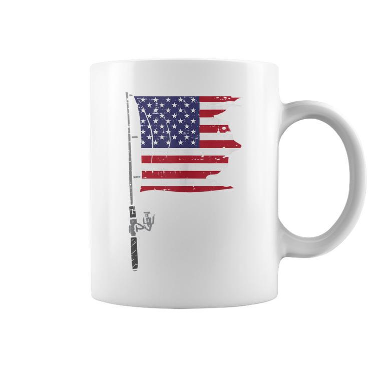 Fishing Rod American Flag Fish 4Th Of July Patriot Men Dad  Coffee Mug