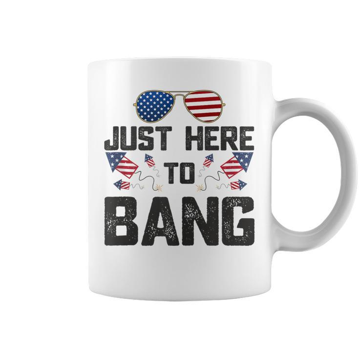 Fourth Of July 4Th Fireworks Just Here To Bang American Flag  Coffee Mug