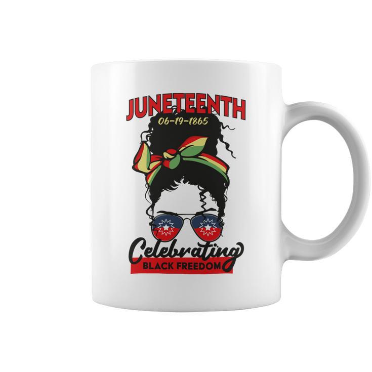 Free-Ish Juneteenth Celebrate Black Freedom Free-Ish 1865 Messy Bun Afro Mom Coffee Mug