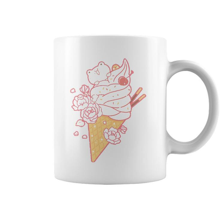 Frog Ice Cream Cone Cute Kawaii Aesthetic Coffee Mug