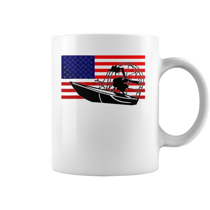 Funny Airboat Us Flag Gift For Men Cool 4Th Of July Captain Coffee Mug