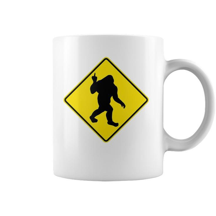 Funny Bigfoot Sasquatch Crossing Middle Finger Novelty Gift  Coffee Mug