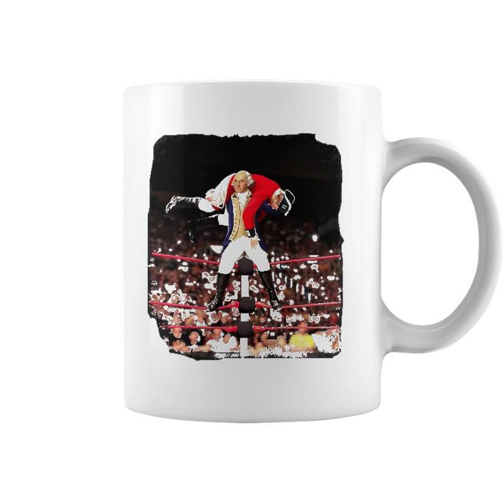 Funny George Washington Wrestling 4Th Of July Coffee Mug