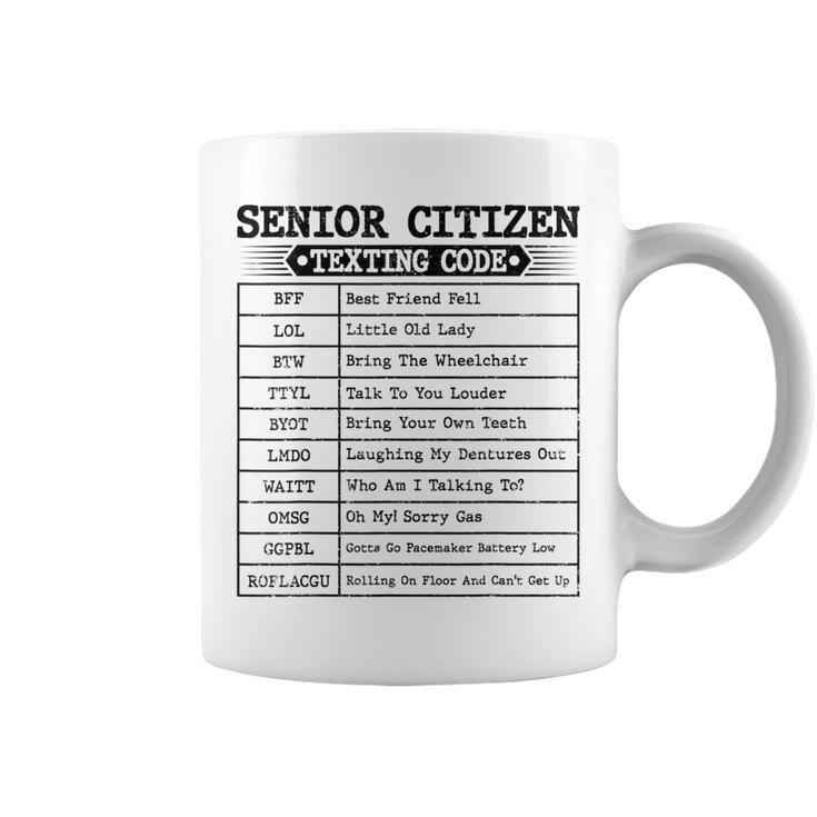 Funny Senior Citizens Texting Code For Old People Grandpa  Coffee Mug