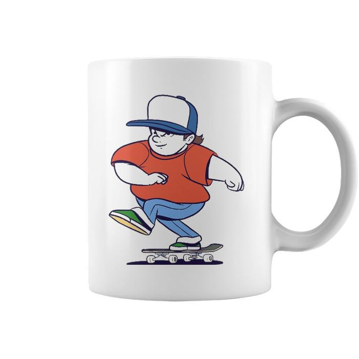 Funny Skater Cartoon Skateboarder Riding Skateboard Gift Coffee Mug