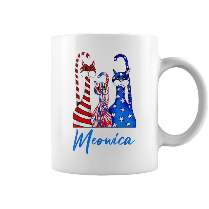 Funny Tie Dye Meowica 4Th Of July Cat Lovers Patriotic  Coffee Mug