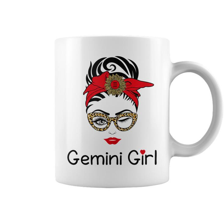 Gemini Girl  Leopard Sunflower Zodiac Birthday Girl  Coffee Mug