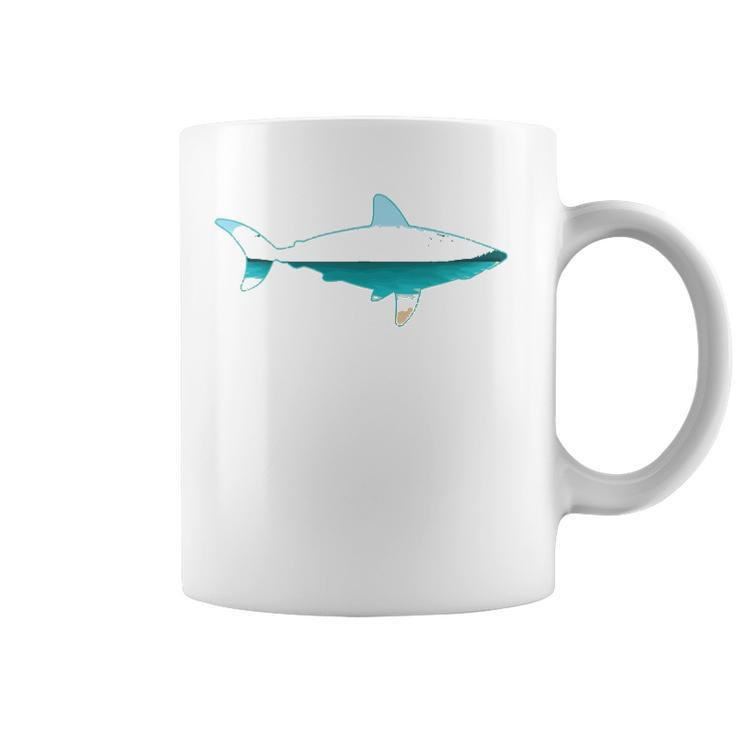 Great White Shark Print With Landscape - Shark Lover Coffee Mug