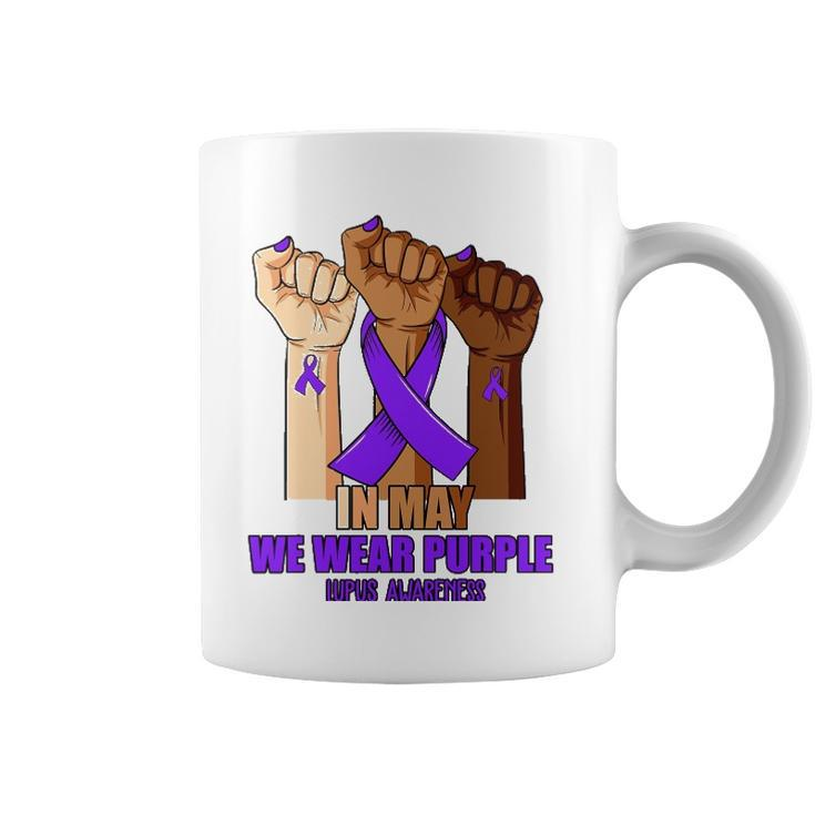 Hand In May We Wear Purple Lupus Awareness Month Coffee Mug