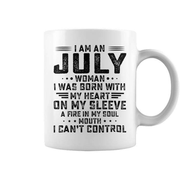 I Am An July Woman I Was Born With My Heart On My Sleevepng V2 Coffee Mug