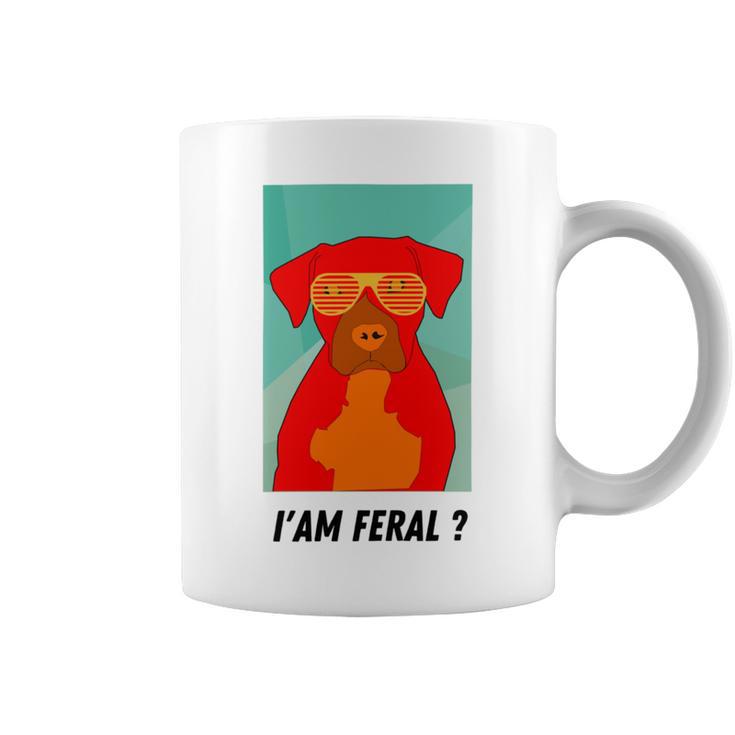 I Am Feral Coll Red Dog Coffee Mug