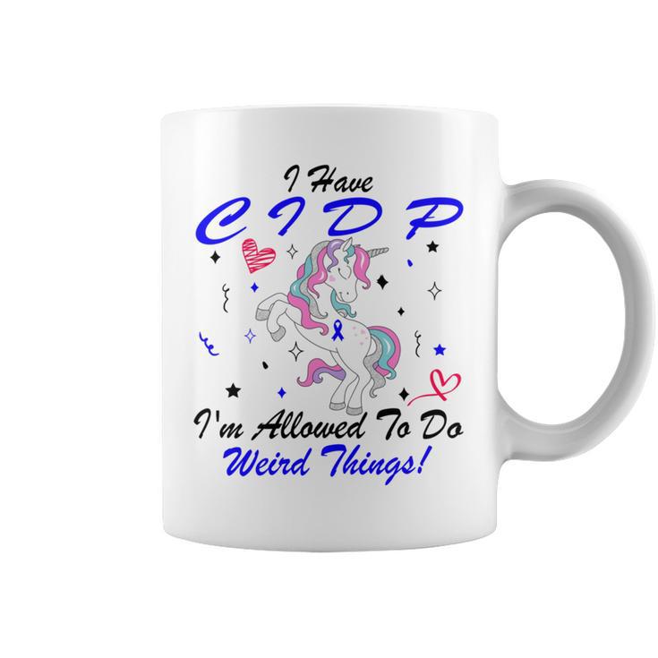 I Have Cidp Im Allowed To Do Weird Things  Unicorn Blue Ribbon  Cidp Support  Cidp Awareness Coffee Mug