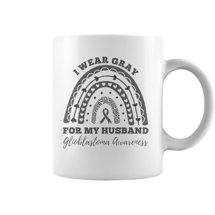 I Wear Gray For My Husband Glioblastoma Awareness Rainbow Coffee Mug