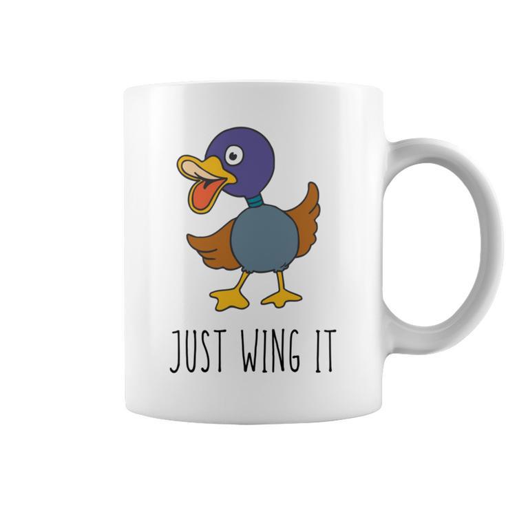 Just Wing It  Duck Puns  Quack Puns  Duck Jokes Puns  Funny Duck Puns  Duck Related Puns Coffee Mug