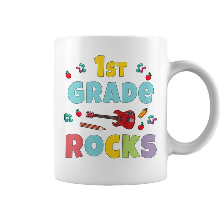 Kids 1St Grade Rocks 1St Day Of School Back To School Guitar Cute  Coffee Mug