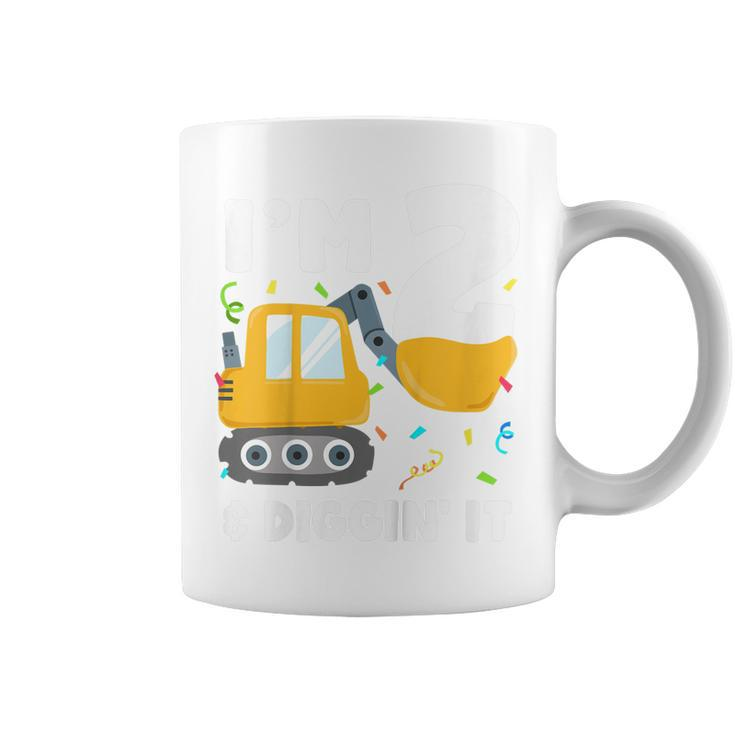 Kids Construction Truck 2Nd Birthday Boy 2 Two Year Old Excavator  Coffee Mug
