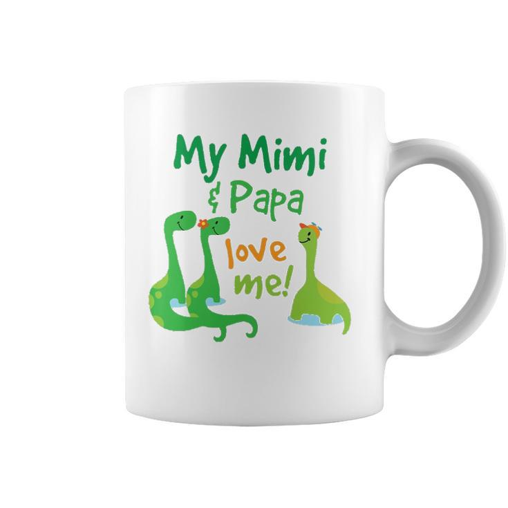 Kids My Mimi And Papa Love Me Dinosaur Grandson Coffee Mug