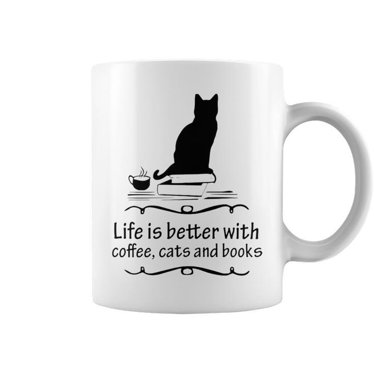 Life Is Better With Coffee Cats And Books 682 Shirt Coffee Mug