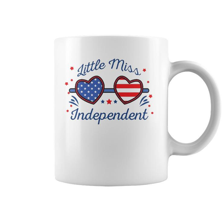 Little Miss Independent American Flag Sunglasses 4Th Of July Coffee Mug