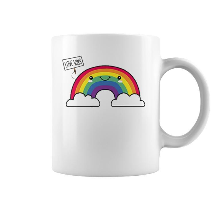 Love Wins Lgbt Kawaii Cute Anime Rainbow Flag Pocket Design Coffee Mug