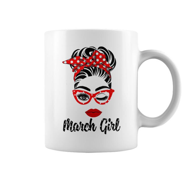 March Girl Women Face Wink Eye Bandana Birthday Gifts  548 Trending Shirt Coffee Mug