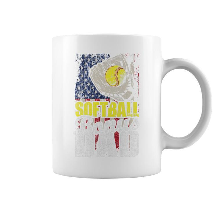 Mens Patriotic Softball Bonus Dad 4Th Of July   Coffee Mug