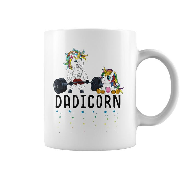 Mens White Dadicorn Unicorn Dad Fitness Gym Weightlifting  Coffee Mug