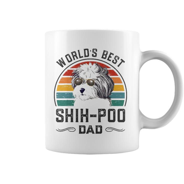 Mens Worlds Best Shih Poo Dad Vintage Dog Dad Coffee Mug