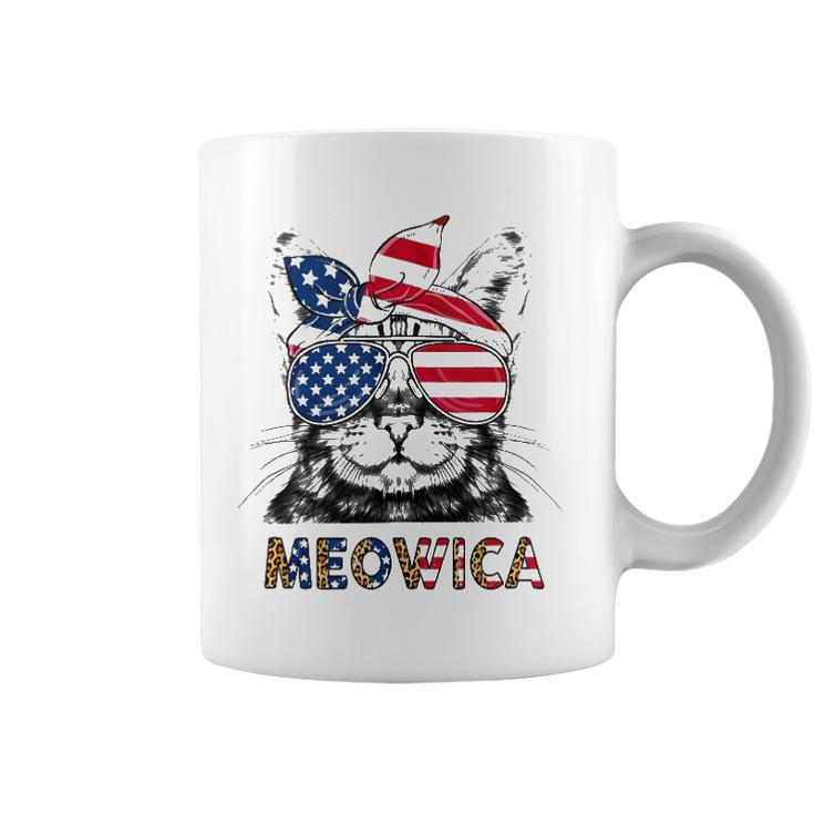 Meowica 4Th Of July Cat American Flag Patriotic Cat Lovers  Coffee Mug