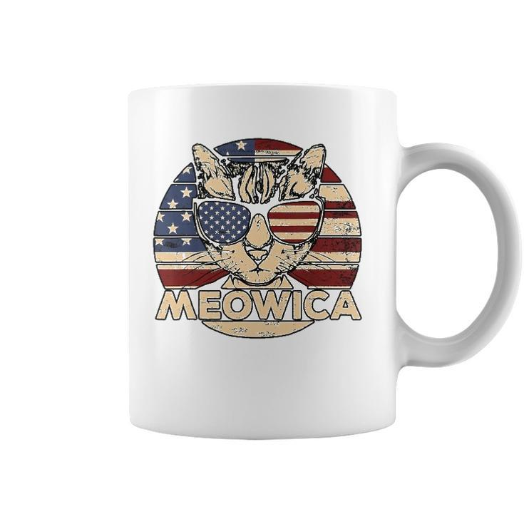 Meowica American Cat 4Th Of July Flag Sunglasses Plus Size Coffee Mug