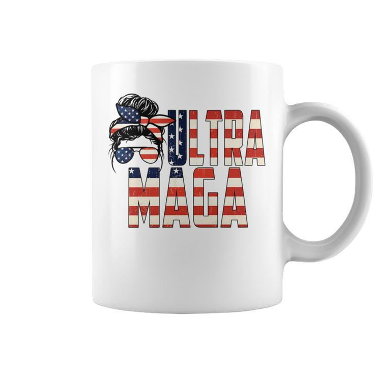 Messy Bun Ultra Maga Flag Sublimation Coffee Mug