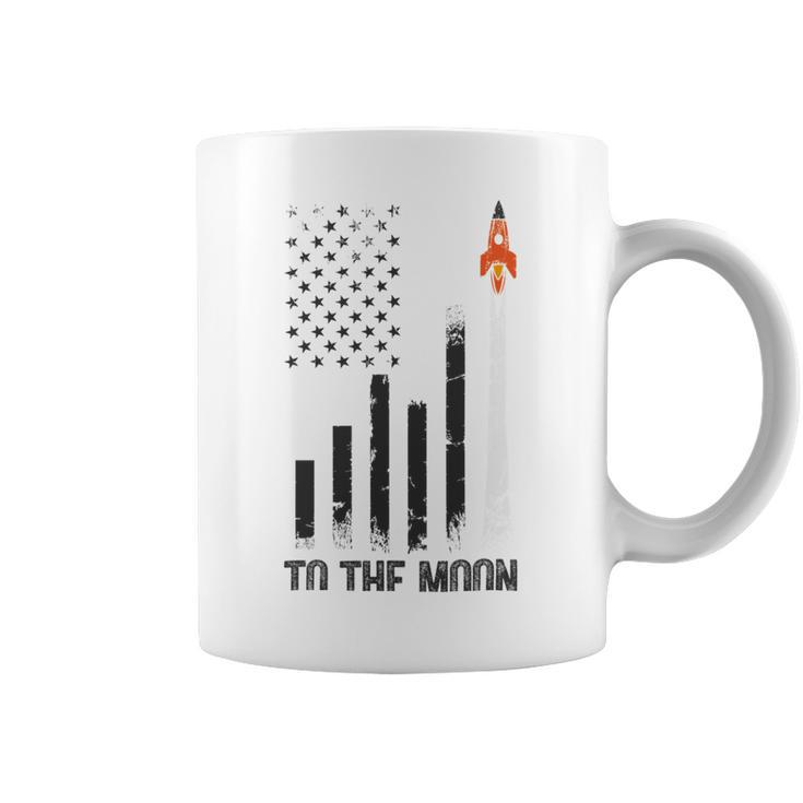 Official  To The Moon Distressed Us Flag Stock Market Amc Gme Investor Cryptocurrency Investor Funny Coffee Mug