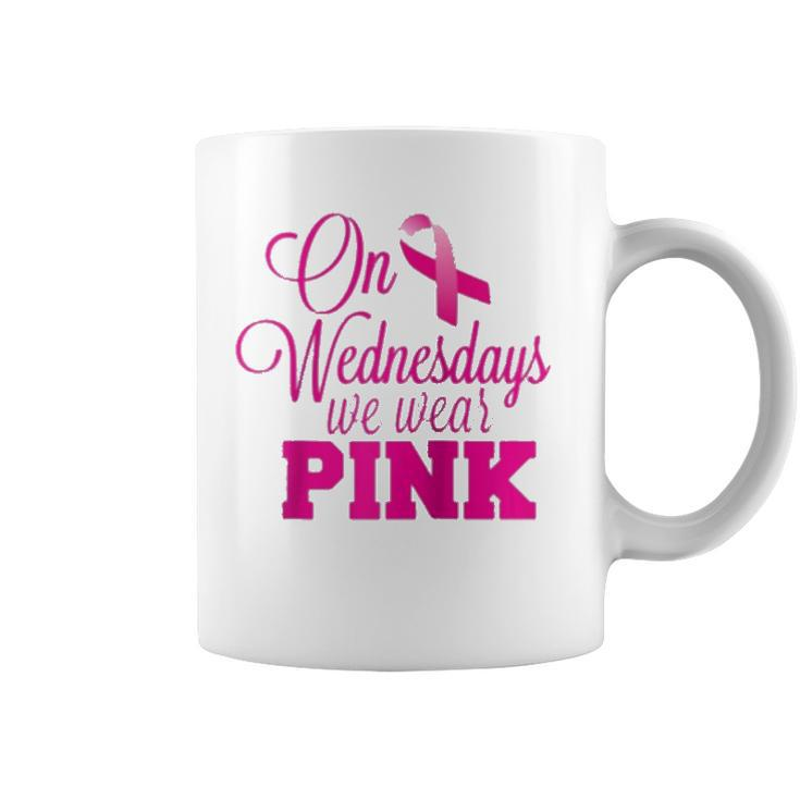 On Wednesdays We Wear Pink Breast Cancer Awareness Raglan Baseball Tee Coffee Mug