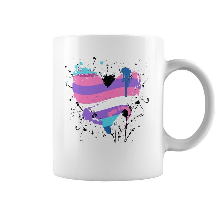 Paint Splash Bigender  Heart Gender Bigender Pride Flag Coffee Mug