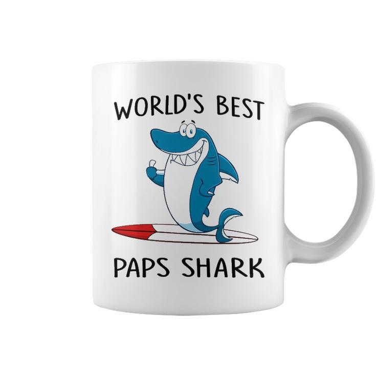 Paps Grandpa Gift   Worlds Best Paps Shark Coffee Mug