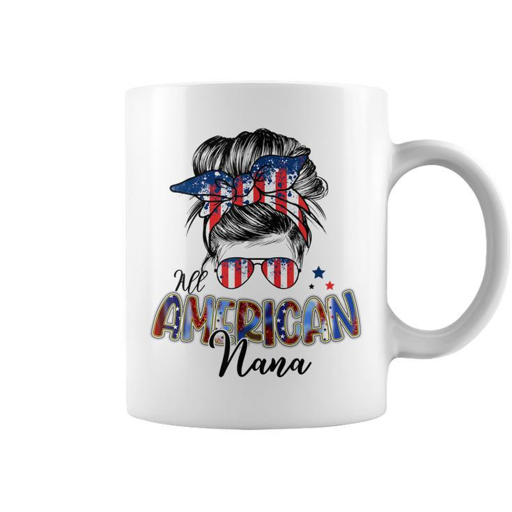 Patriotic Nana 4Th Of July Messy Bun Independence Day  Coffee Mug