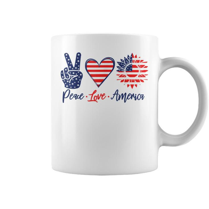 Peace Love America Sunflower Funny 4Th Of July Fireworks  Coffee Mug