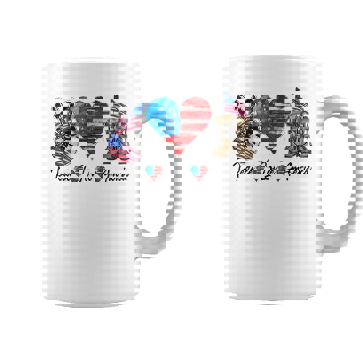 Peace Love America Vintage 4Th Of July Western America Flag  Coffee Mug