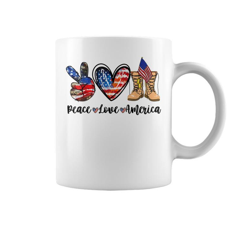 Peace Love America Vintage 4Th Of July Western America Flag  V2 Coffee Mug