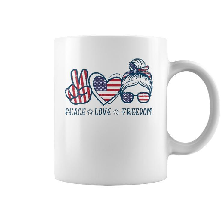 Peace Love Freedom American Flag 4Th Of July Patriot Women Coffee Mug