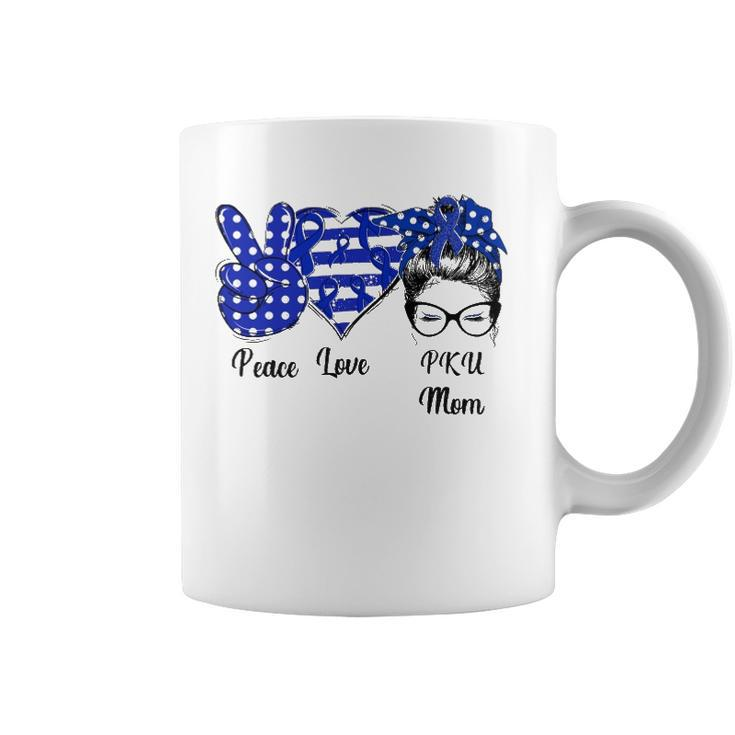 Peace Love Pku Mom Messy Bun Pku Awareness Month Coffee Mug