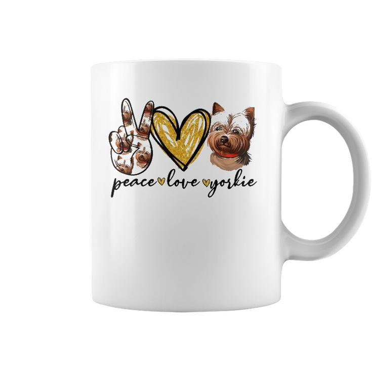 Peace Love Yorkie Dog Lovers Yorkshire Terrier Dad Mom Gift Coffee Mug