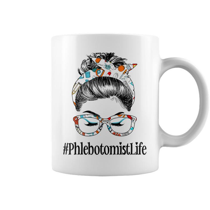 Phlebotomist Life Messy Hair Woman Bun Healthcare Worker  V2 Coffee Mug