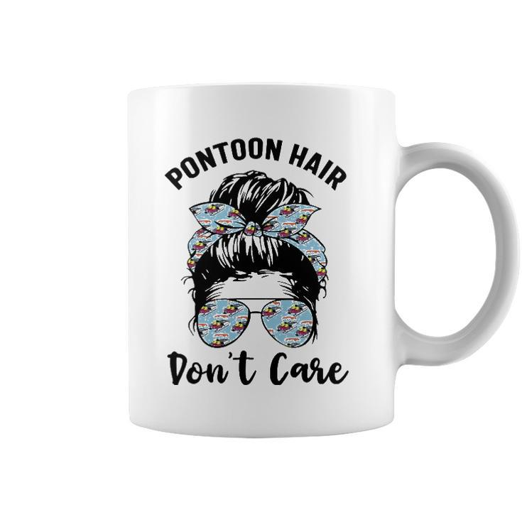 Pontoon Captain Boating Pontoon Hair Dont Care Messy Bun Coffee Mug