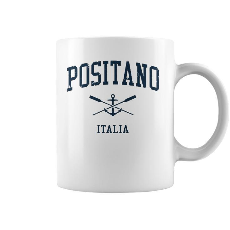 Positano Vintage Navy Crossed Oars & Boat Anchor Coffee Mug