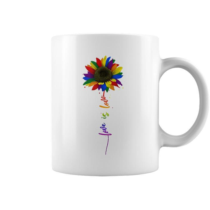 Rainbow Sunflower Love Is Love Lgbt Gay Lesbian Pride  Coffee Mug