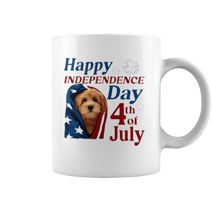 Red Goldendoodle Happy Independence Day 4Th Of July American Flag Coffee Mug